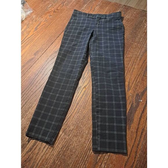Old Navy Pixie Ankle Pants Size 0 Black Gray Windowpane High Rise Casual Pants - Picture 1 of 3